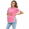Maternity Tops Women's Maternity Shirts Color Block Split Hem Tunic Tops Pregnancy Clothes for Women Green 2XL - 2 of 2