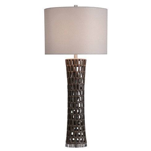 Open Work Ceramic Column Table Lamp, Acrylic Column Table Lamp