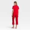Women's Cloud Knit Modal Short Sleeve Notch Collar Top and Capri Pants Pajama Set - Auden™ - 2 of 3