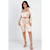 Slickblue Lace Detail Satin Hooded Crop Top with Biker Shorts Set, Streetwear Style, Black or Champagne, Size S-L - 3 of 4