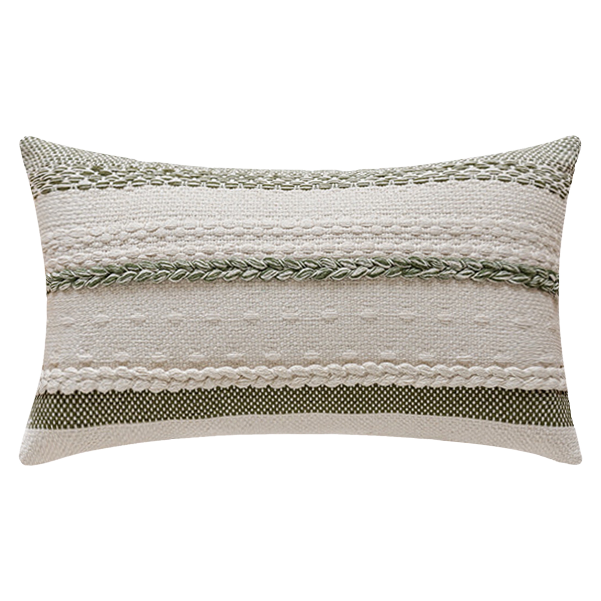 REGALWOVEN Striped Decorative Throw Pillow Covers for Couch Bed Sofa Home Decor 1 Pc 12 x 20 Inch Green