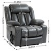 Faux Leather Power Lift Recliner Chair with Heat & Massage, Dual Motor Infinite Position, Stainless Steel Cup Holders, Faux Leather, 350 LBS Capacity - 3 of 4