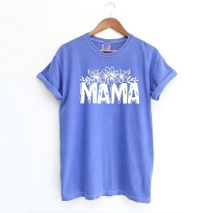 Simply Sage Market Women's Mama Topped With Flowers Short Sleeve Garment Dyed Tee - 1 of 3