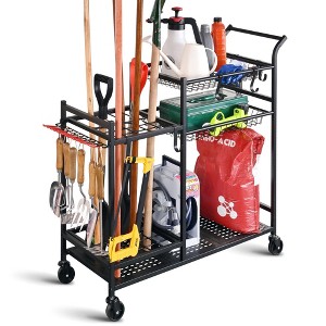 ZACHVO Rolling Garden Tool Organizer – Rake/Shovel Rack for Garage & Shed - 1 of 4