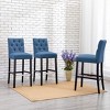 WestinTrends Hayes 29" Linen Fabric Tufted Bar Stool (Set of 3) - 2 of 4