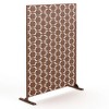 1-Piece 46.8in.W x 71.37in.H Brown Flower Shaped Metal Outdoor Privacy Screen Decorative Art Panel - 3 of 4