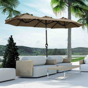 PAGED 15FT Rectangle Patio Umbrella Double Sided Outdoor Market Umbrella with Crank, Base and 12 Ribs for Garden, Poolside - 1 of 4