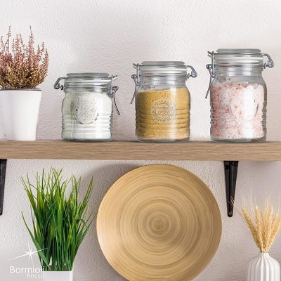 Set of 3 Clear Glass Jars with Airtight Hinged Lids