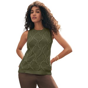 Jessica London Sleeveless Cable Shell - 1 of 2