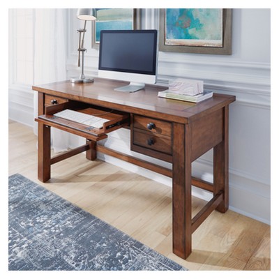 Tahoe Aged Maple Executive Desk with Keyboard Tray and Drawers