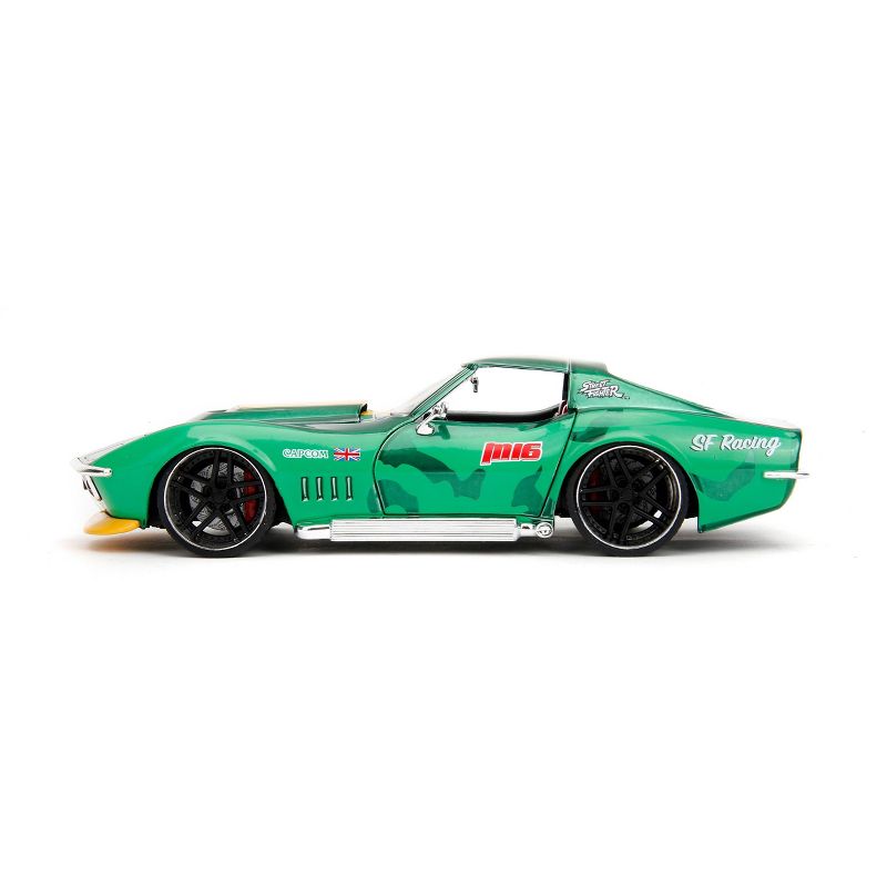 Jada Toys Street Fighter 1969 Chevrolet Corvette Stingray ZL1 Diecast Vehicle with Cammy Figure 1:24 Scale, 5 of 10