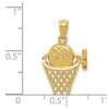 Black Bow Jewelry 14k Yellow Gold Diamond Cut Basketball and Hoop Pendant - 3 of 4