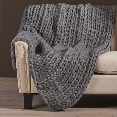 NicBex 50x60 Inch Woven Throw Blanket Fuzzy Cozy Blanket for Bed Bench Sofa Armchair,Gray
