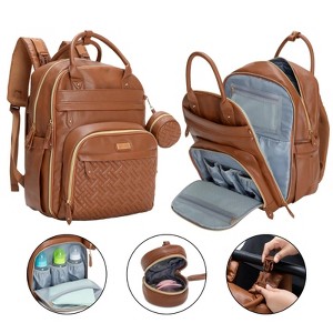 BabbleRoo Premium Vegan Leather Diaper Bag Backpack, Travel Backpack, Spacious & Stylish Nappy Organizer - 1 of 4