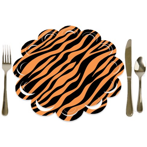 Big Dot of Happiness Tiger Print - Jungle Party Round Table Decorations - Paper Chargers - Place Setting For 12 - image 1 of 4