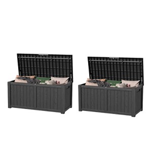 Naysaye Deck Boxes, 2-Piece 120 Gal Outdoor Storage Deck Box, Small Patio Storage Bin for Garden Tools, Black, 54.25"*26.5"*24.2" - 1 of 4
