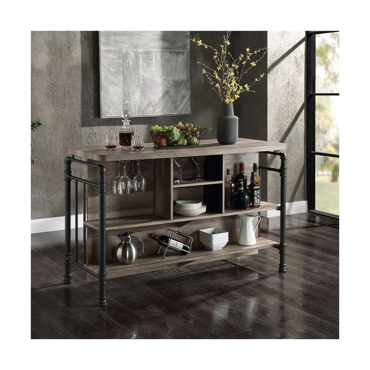 Acme Furniture Edina Console Table Antique Oak/Sandy Gray Finish - thumbnail 2