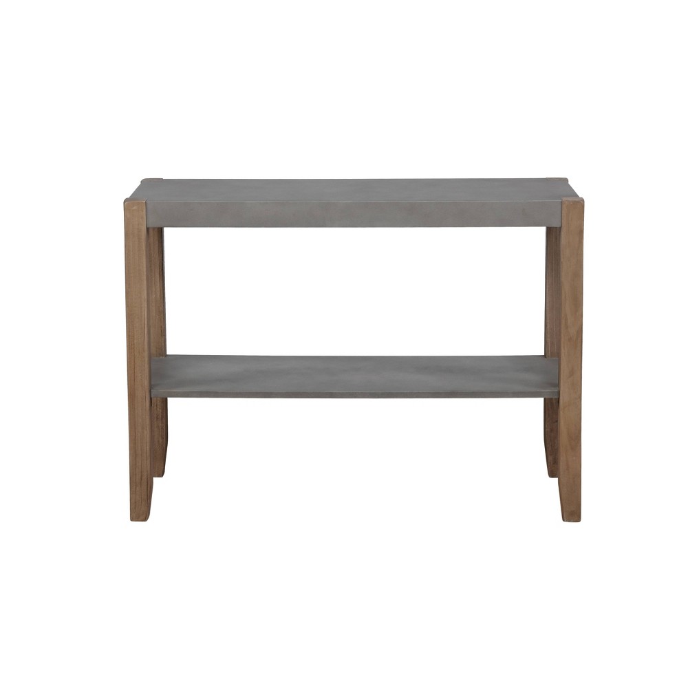 Photos - Coffee Table 40" Davenport Faux Concrete and Wood Console Table Light Amber - Alaterre
