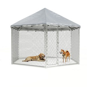 XBRIGH Outdoor Dog Kennel,Dog Kennel Outside with Waterproof and Security Lock,Galvanized Link Hexagonal Dog Kennel - 1 of 4