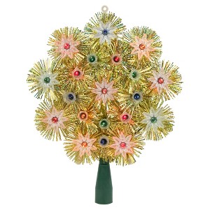 Northlight 8" Lighted Gold Retro Tinsel Snowflake Christmas Tree Topper - Multi Lights - 1 of 4