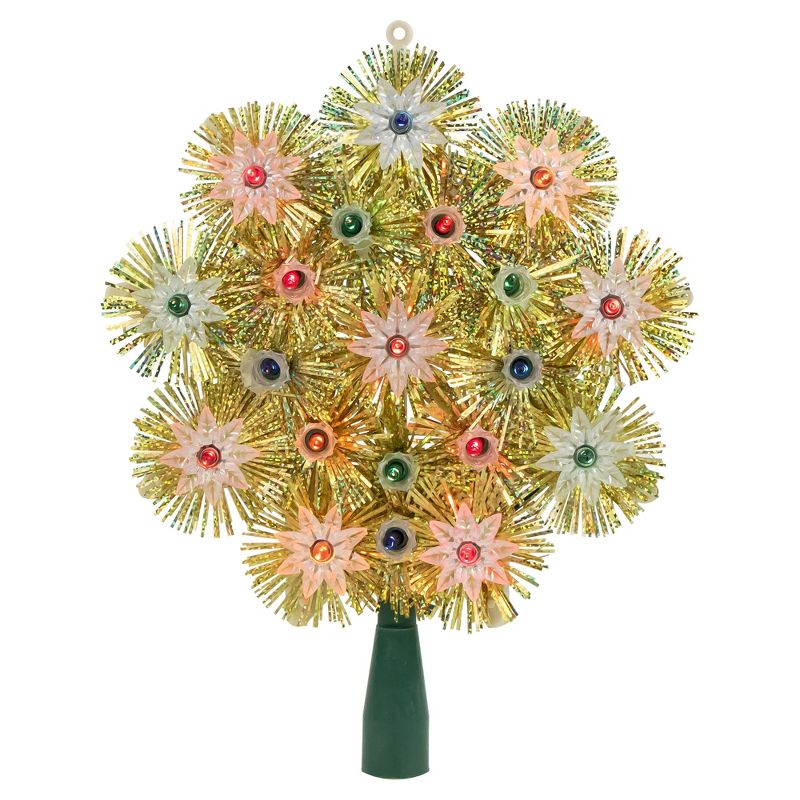 Northlight 8" Lighted Gold Retro Tinsel Snowflake Christmas Tree Topper - Multi Lights, 1 of 8