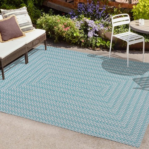 4' X 6' Chevron Modern Concentric Squares Indoor/outdoor Area Rug