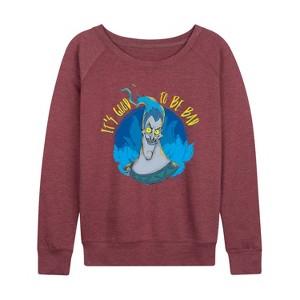 Women's - Disney Villains - Its Good To Be Bad Hades Lightweight French Terry Wide Neck Long Sleeve Shirt - 1 of 4