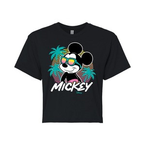 Women's - Disney - Mickey Sunset Shades Cropped Graphic T-Shirt - 1 of 4