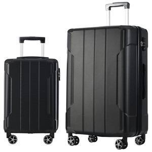 FONTOI Hardshell Luggage Sets 2 Piece(20/28), Expandable(only 28") Suitcases with Double Wheels, Carry-on Luggage, Black, 18.5"*11.6"*27.5" - 1 of 4