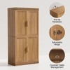 Modern Black Wooden Storage Cabinet - 6 Tier Organizer with Four Doors - 2 of 4