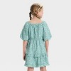 Girls' Short Sleeve Tiered Floral Dress - Cat & Jack™ Green - 2 of 3