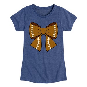 Girls' - Instant Message - Football Bow Fitted Short Sleeve Graphic T-Shirt - 1 of 4