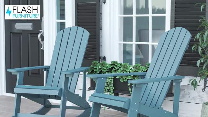 Flash Furniture Savannah All-Weather Poly Resin Wood Adirondack Rocking Chair with Rust Resistant Stainless Steel Hardware - Set of 2, 2 of 13, play video