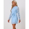 Allegra K Women's Elegant Ruffle Crew Neck Formal Elegant Mini Floral Lace Dress - 2 of 4