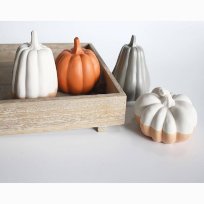 4ct Large Ceramic Pumpkins White/Orange - Bullseye's Playground™