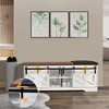 Shoe Storage Bench with Sliding Door, 47 Inch Farmhouse Shoe Bench with Cushion and Hidden Storage Compartment for Entryway, Living Room, Bedroom - 4 of 4