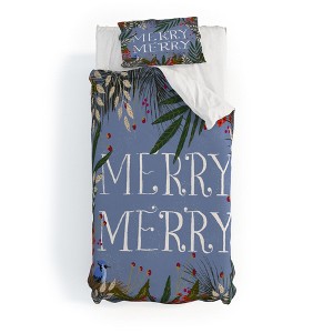 Joy Laforme Christmas Merry Merry Wreath Duvet Cover + Pillow Sham(s) - Deny Designs - 1 of 4