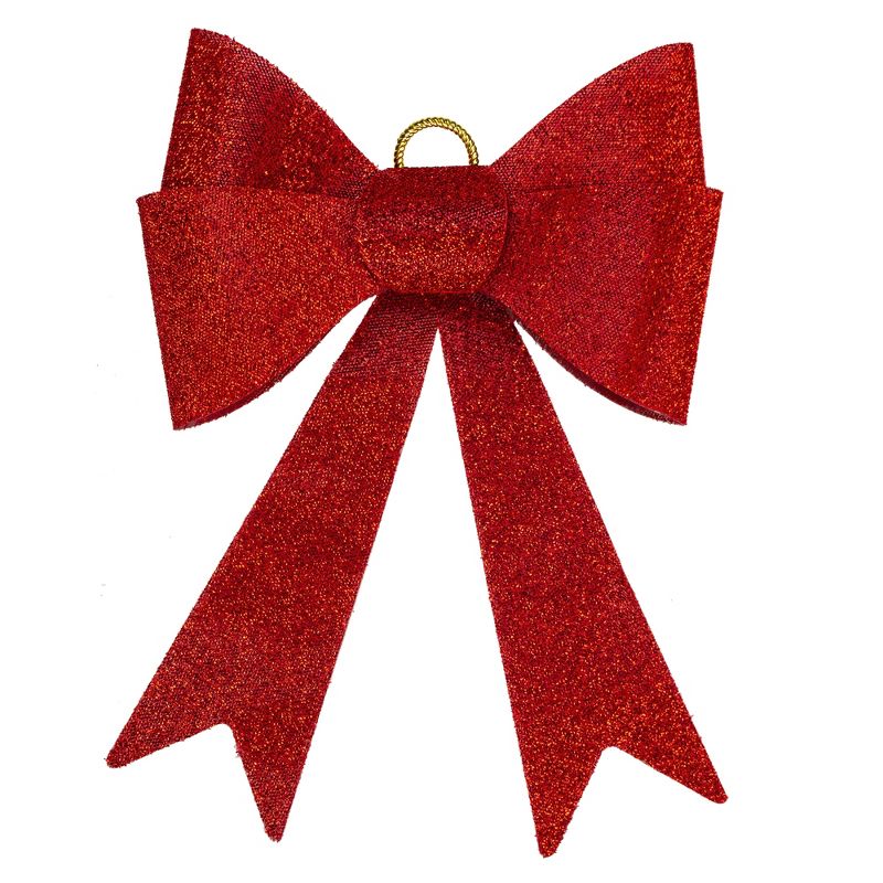 Northlight 23" LED Lighted Red Tinsel Bow Christmas Decoration with Color Changing Lights, 1 of 5