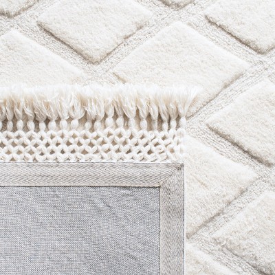 Ivory Elegance 6' x 9' Tufted Wool-Cotton Blend Shag Area Rug