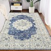 Boho Farmhouse Washable Area Rug - Large Neutral Floral Vintage Non-Slip Carpet for Living Room, Bedroom - 3 of 4
