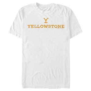 Men's Yellowstone White Dutton Ranch Brand Logo T-Shirt - 1 of 4