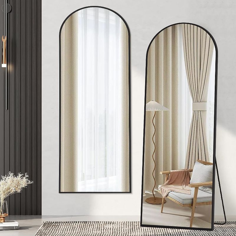Serio 65" Height x 22" Width Oversize Arch-Crowned Top Full Length Floor Mirror with Stand,Large Arched Wall Mirror-The Pop Home, 1 of 8