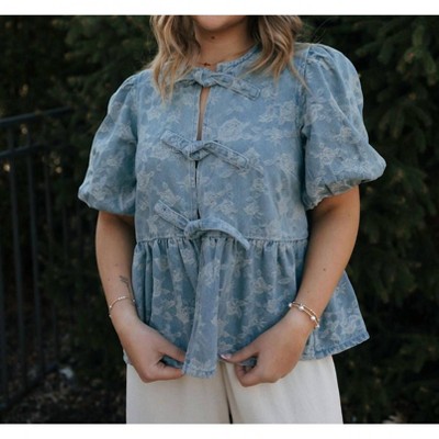 Women's Denim Jacquard Top - MIOU MUSE