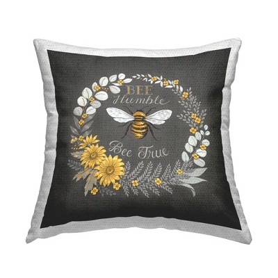 Stupell Industries Bee Humble & True Vintage Gray Yellow Accent