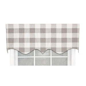 Grande Check Regal Style 3" Rod Pocket Valance 50" x 17" Taupe by RLF Home - 1 of 4
