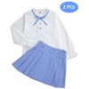 Girls Skirts with White Blouse Ruffle Long Sleeve Button Down Shirt and Pleated Skirt School Uniform 2 Piece Outfit - 2 of 4