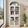 Arched Bookshelf with Doors and Drawers Farmhouse Bookcase Display Storage Shelves 71.4in Tall Display Cabinet Rounded Bookcases - 4 of 4