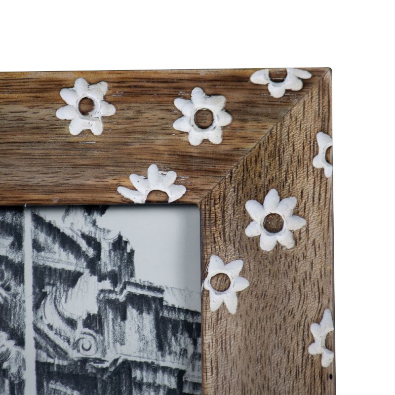 White Flower Pattern 4x6 Inch Wood Decorative Picture Frame - Foreside Home & Garden, 6 of 10