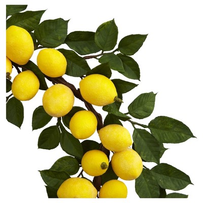 Plastic Faux Lemon Wreath with store Leaves 22