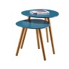 HomeStock Belmont Nesting End Tables, Mid Century Modern Style Two Piece Set with Solid Wood Legs, Compact Versatile Side Tables for Living Room - 3 of 4